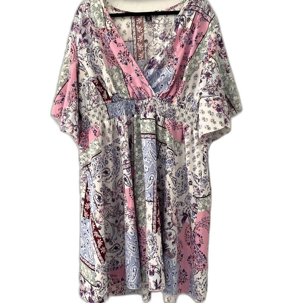 Boho V-Neck Patchwork Paisley Dress Plus 4X US 20 SHEIN Curve